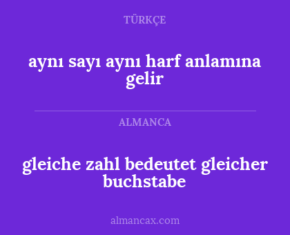 aynı sayı aynı harf anlamına gelir - gleiche zahl bedeutet gleicher buchstabe