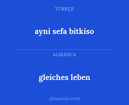 gleiches leben - ayni sefa bitkiso