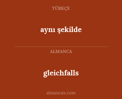 aynı şekilde - gleichfalls