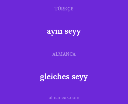 aynı seyy - gleiches seyy