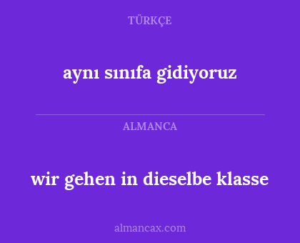 wir gehen in dieselbe klasse - aynı sınıfa gidiyoruz