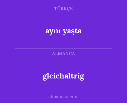gleichaltrig - aynı yaşta