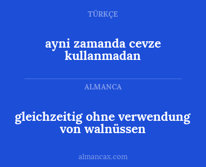 gleichzeitig ohne verwendung von walnüssen - ayni zamanda cevze kullanmadan