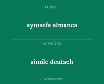 simile deutsch - aynısefa almanca