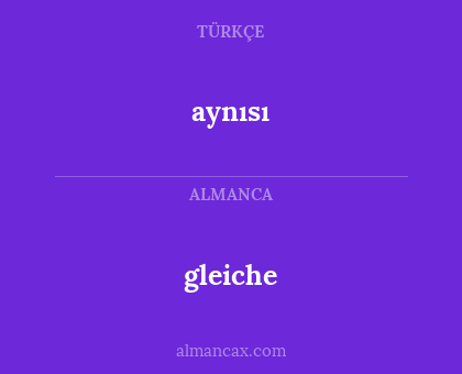 aynısı - gleiche