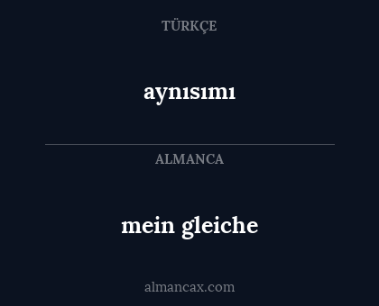 aynısımı - mein gleiche
