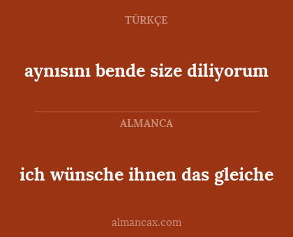 aynısını bende size diliyorum - ich wünsche ihnen das gleiche
