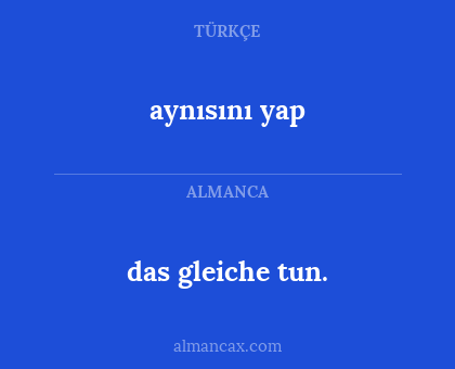 aynısını yap - das gleiche tun.