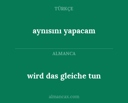 wird das gleiche tun - aynısını yapacam