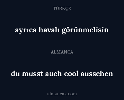du musst auch cool aussehen - ayrıca havalı görünmelisin