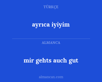 ayrıca iyiyim - mir gehts auch gut