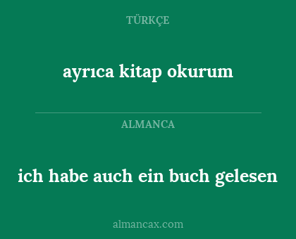ich habe auch ein buch gelesen - ayrıca kitap okurum