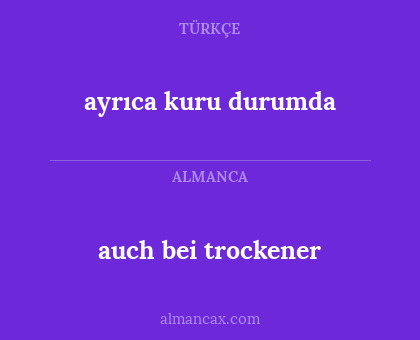 ayrıca kuru durumda - auch bei trockener