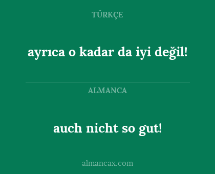 auch nicht so gut! - ayrıca o kadar da iyi değil!