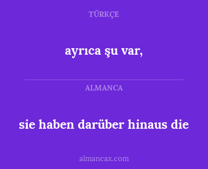 ayrıca şu var, - sie haben darüber hinaus die