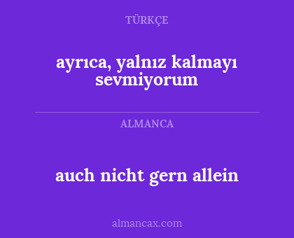 auch nicht  gern  allein - ayrıca, yalnız kalmayı sevmiyorum