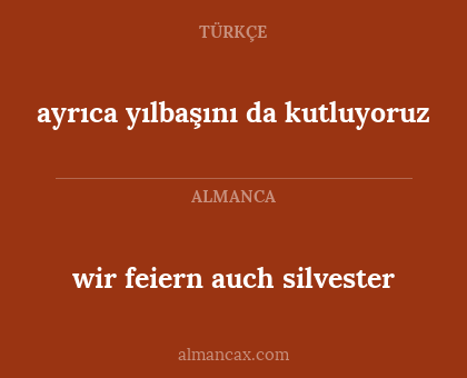 ayrıca yılbaşını da kutluyoruz - wir feiern auch silvester