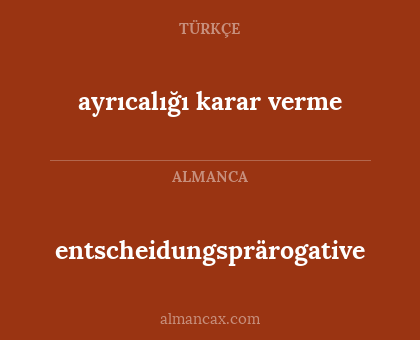 entscheidungsprärogative - ayrıcalığı karar verme