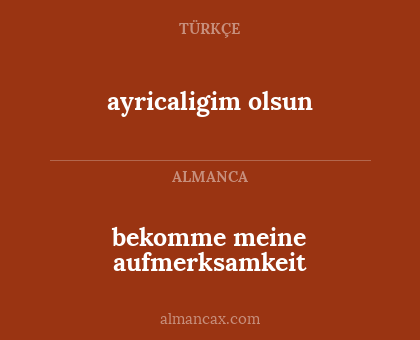 bekomme meine aufmerksamkeit - ayricaligim olsun