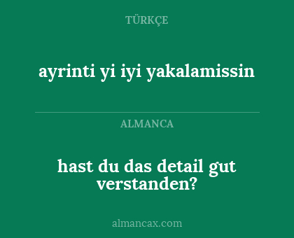 ayrinti yi iyi yakalamissin - hast du das detail gut verstanden?