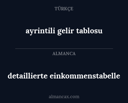 detaillierte einkommenstabelle - ayrintili gelir tablosu