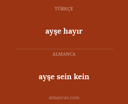 ayşe hayır - ayşe sein kein