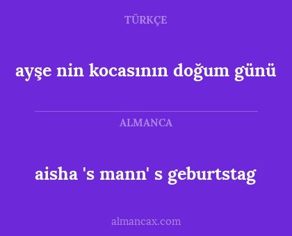 ayşe nin kocasının doğum günü - aisha 's mann' s geburtstag