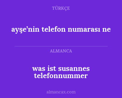 ayşe’nin telefon numarası ne - was ist susannes telefonnummer