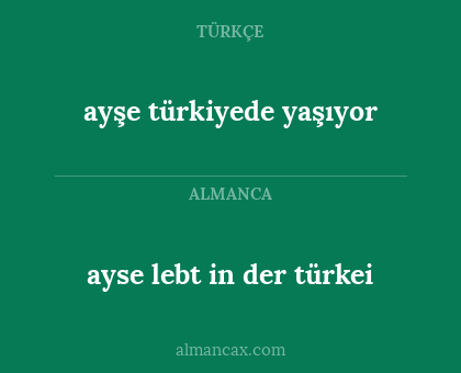 ayşe türkiyede yaşıyor - ayse lebt in der türkei