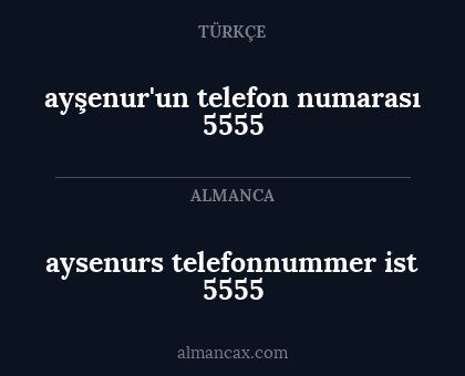 aysenurs telefonnummer ist 5555 - ayşenur'un telefon numarası 5555