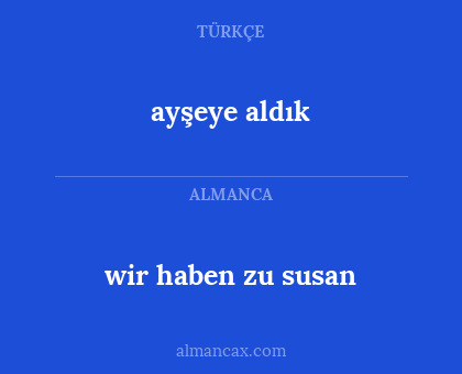 ayşeye aldık - wir haben zu susan