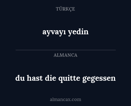 ayvayı yedin - du hast die quitte gegessen