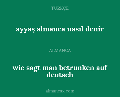 ayyaş almanca nasıl denir - wie sagt man betrunken auf deutsch