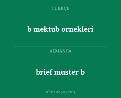 brief muster b - b mektub ornekleri