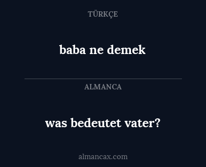 baba ne demek - was bedeutet vater?