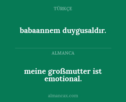 meine großmutter ist emotional. - babaannem duygusaldır.