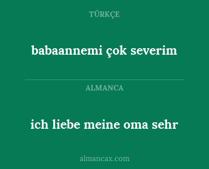 ich liebe meine oma sehr - babaannemi çok severim
