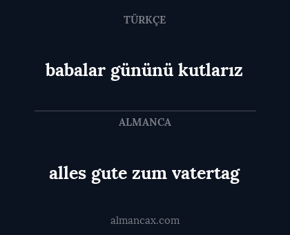 babalar gününü kutlarız - alles gute zum vatertag