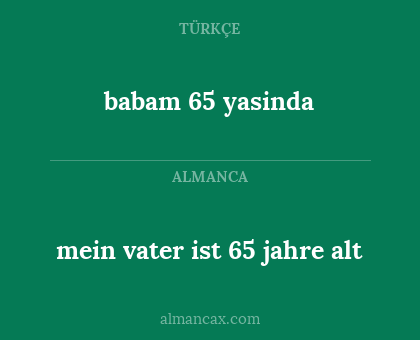 mein vater ist 65 jahre alt - babam 65 yasinda