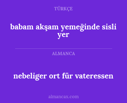 nebeliger ort für vateressen - babam akşam yemeğinde sisli yer