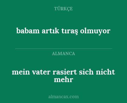mein vater rasiert sich nicht mehr - babam artık tıraş olmuyor