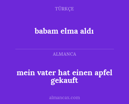 mein vater hat einen apfel gekauft - babam elma aldı