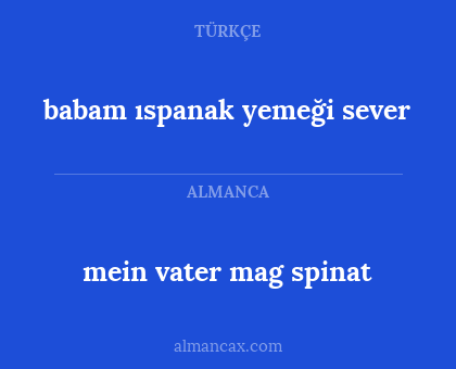 mein vater mag spinat - babam ıspanak yemeği sever