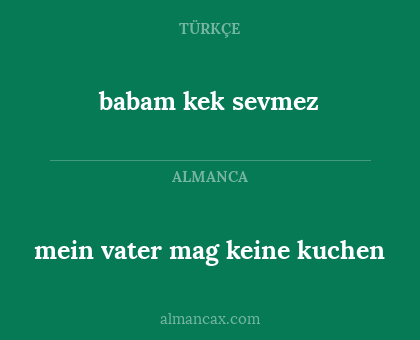 mein vater mag keine kuchen - babam kek sevmez