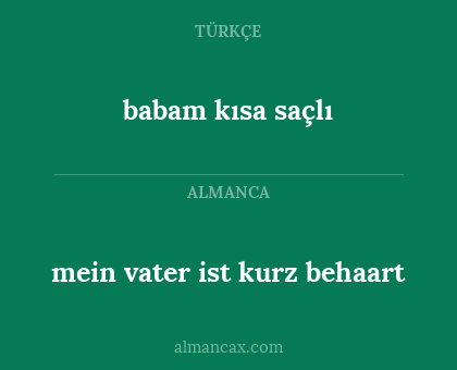 babam kısa saçlı - mein vater ist kurz behaart