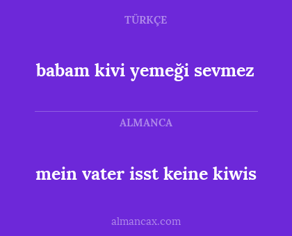 mein vater isst keine kiwis - babam kivi yemeği sevmez