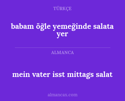 mein vater isst mittags salat - babam öğle yemeğinde salata yer