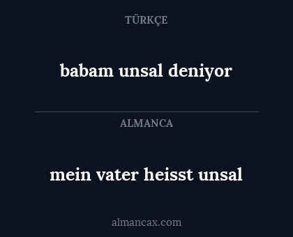 babam unsal deniyor - mein vater heisst unsal