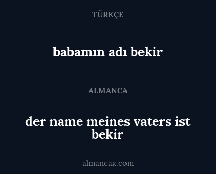babamın adı bekir - der name meines vaters ist bekir