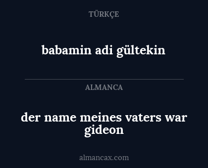 der name meines vaters war gideon - babamin adi gültekin